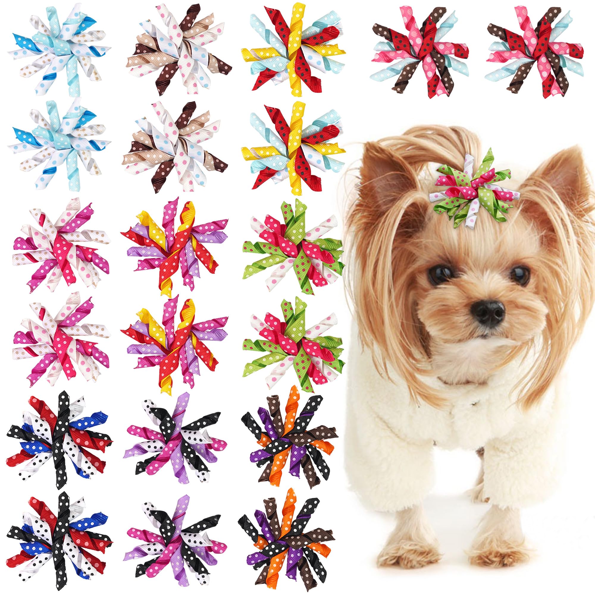 Lazo para perro Yxiang con puntos coloridos, perfecto para peinados divertidos.