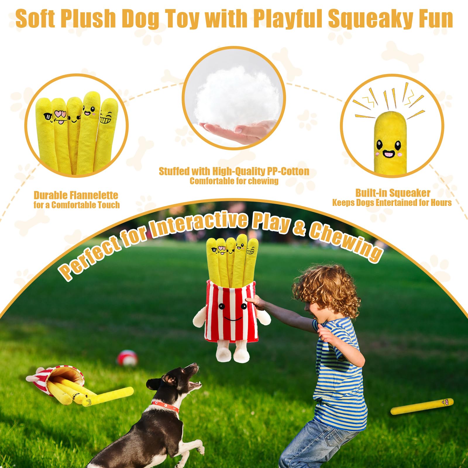 YZHDUXIU papas peluche perro: costuras triples para durabilidad.