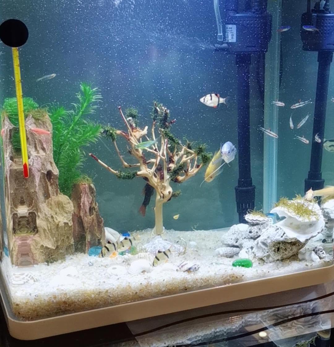 YZHZOM árbol bonsai para acuario, toma lateral que muestra el acabado artesanal.