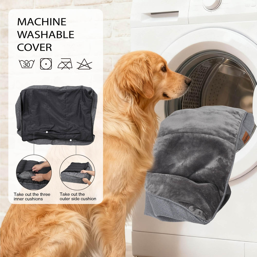ZAKAPAWS cama ortopédica extra grande con respaldo de tres lados para cuello cómodo.