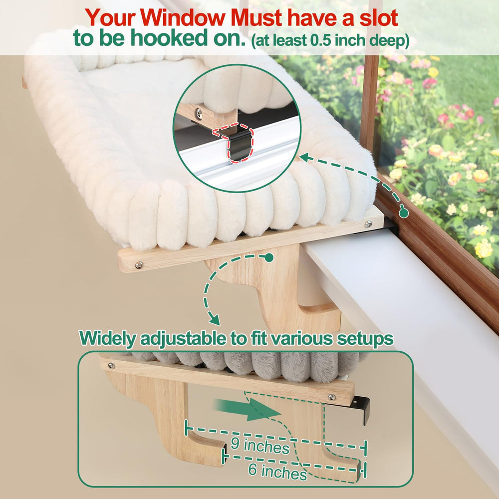 Zakkart SnugCloud, madera-oscura, diseño elegante para sillón de ventana.