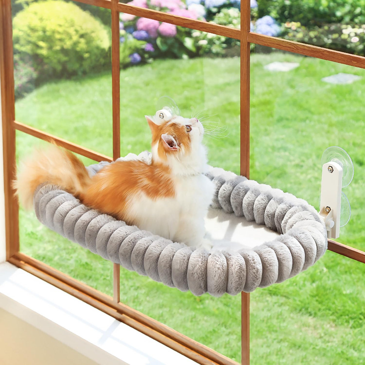 Zakkart SnugCloud, percha de ventana plegable, ideal para observar el exterior y relajarse.
