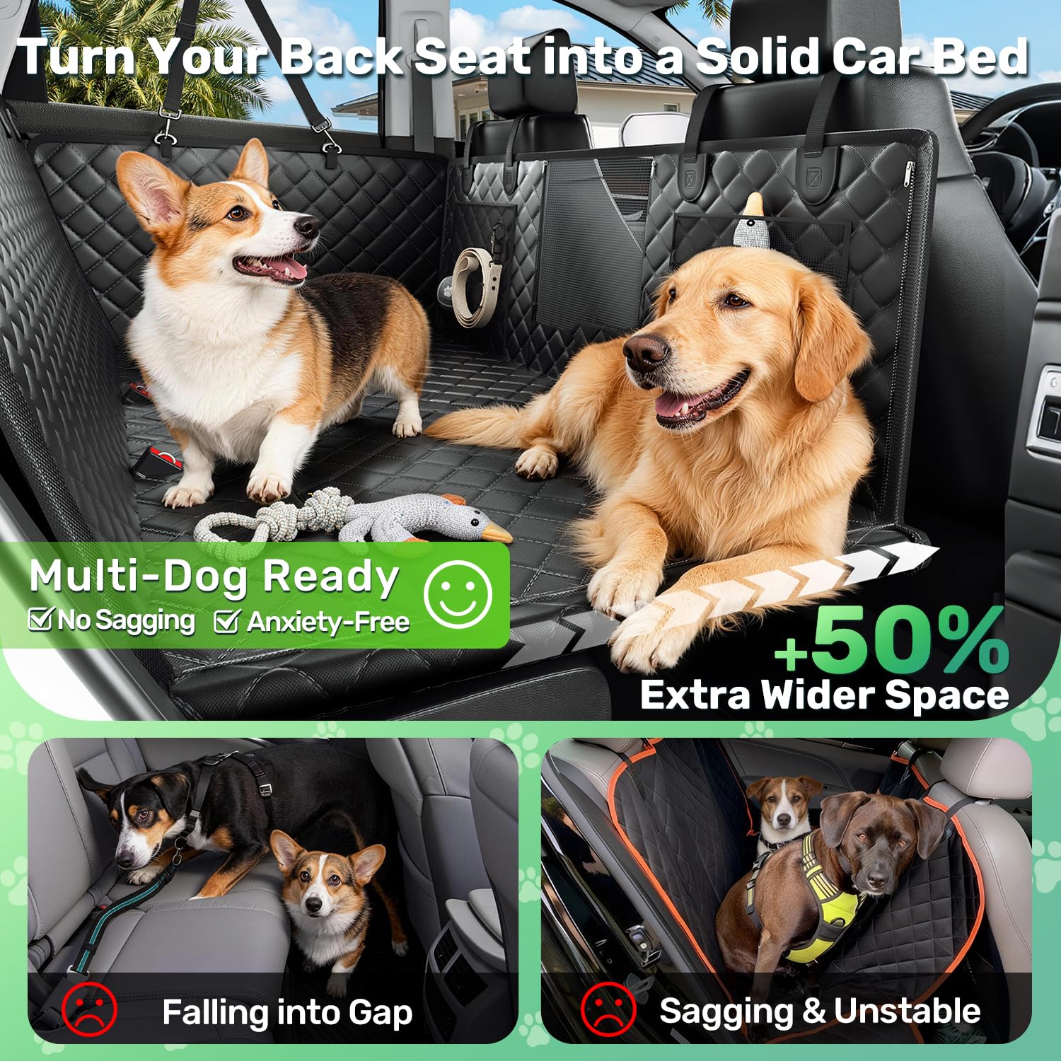 Funda Zanch hamaca para perros impermeable en respaldo trasero.