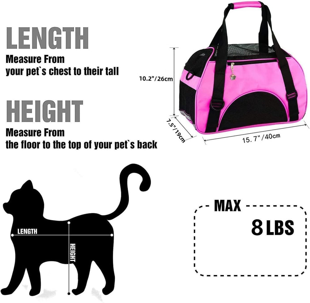ZaneSun transportín para gato rosa, cierre lateral y bolsillo práctico.