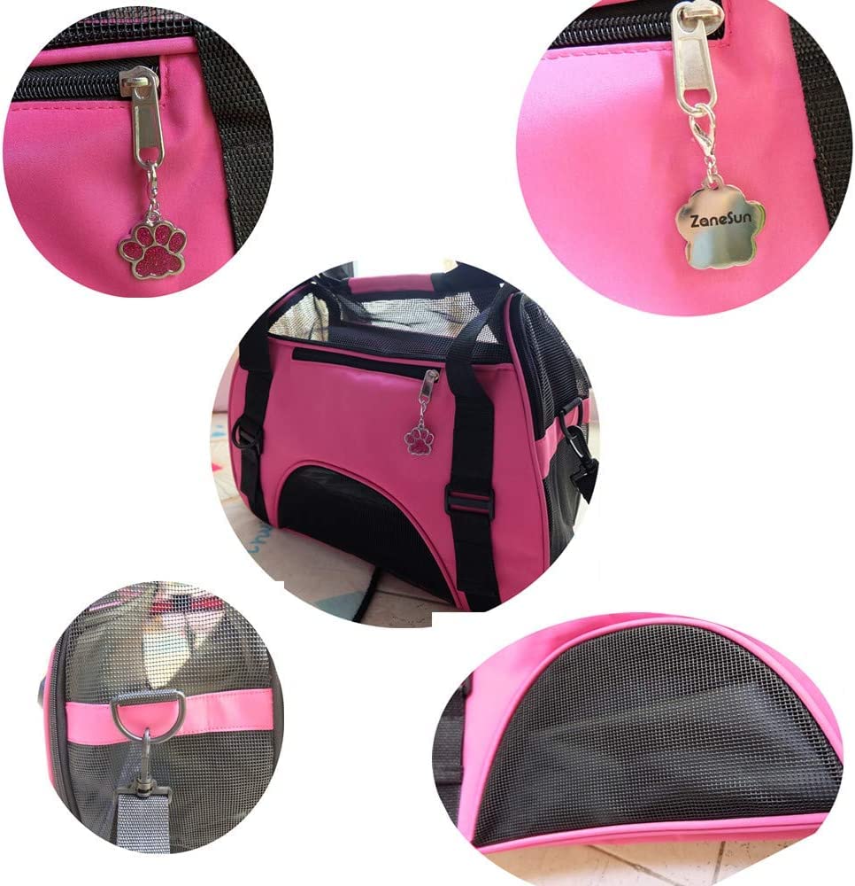 ZaneSun transportín para gato rosa, diseño plegable y lavable para viaje.