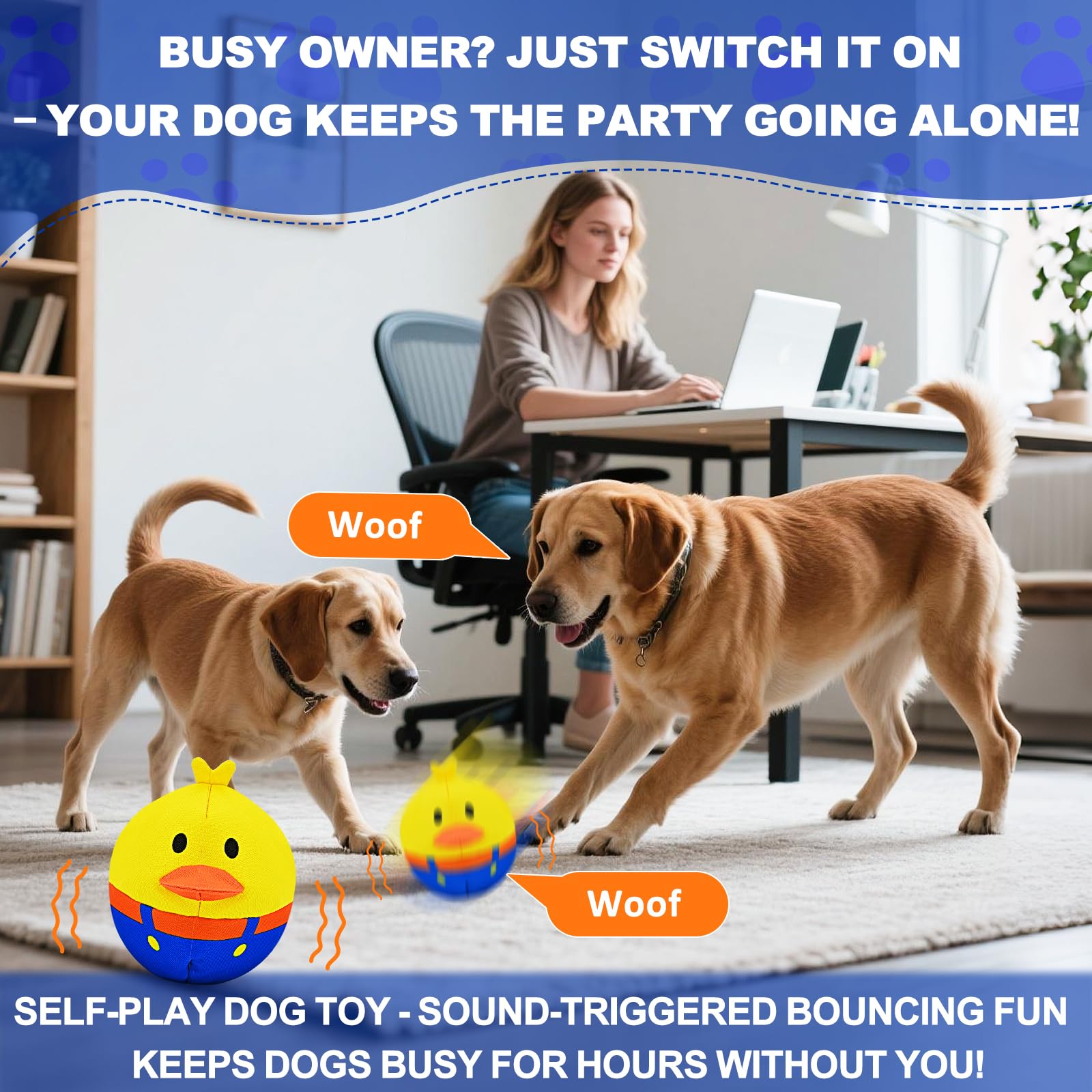 Perro jugando con el juguete interactivo ZanLLW para estimulación mental.