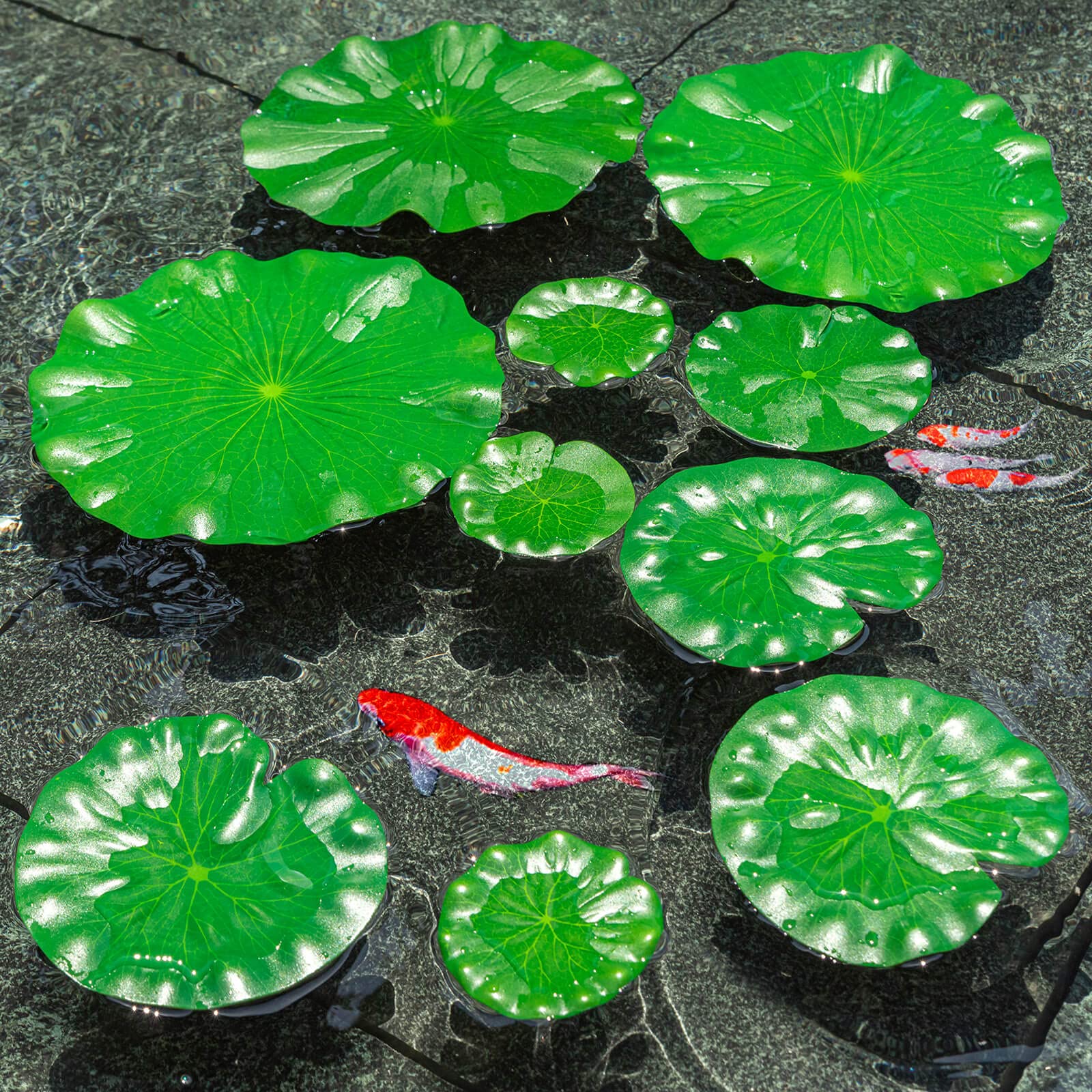 ZAUGONTW hojas flotantes en EVA, protección para peces y función decorativa durante todo el año