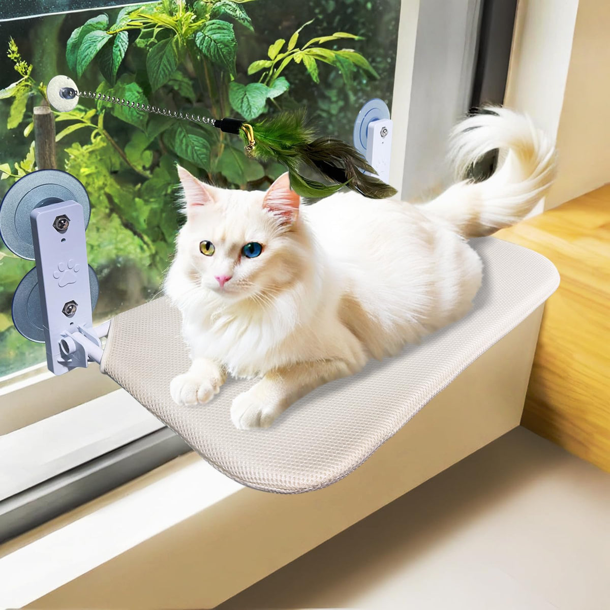 ZBUQ gato-hamaca-ventana ofrece descanso cómodo y seguro junto a la luz del día.