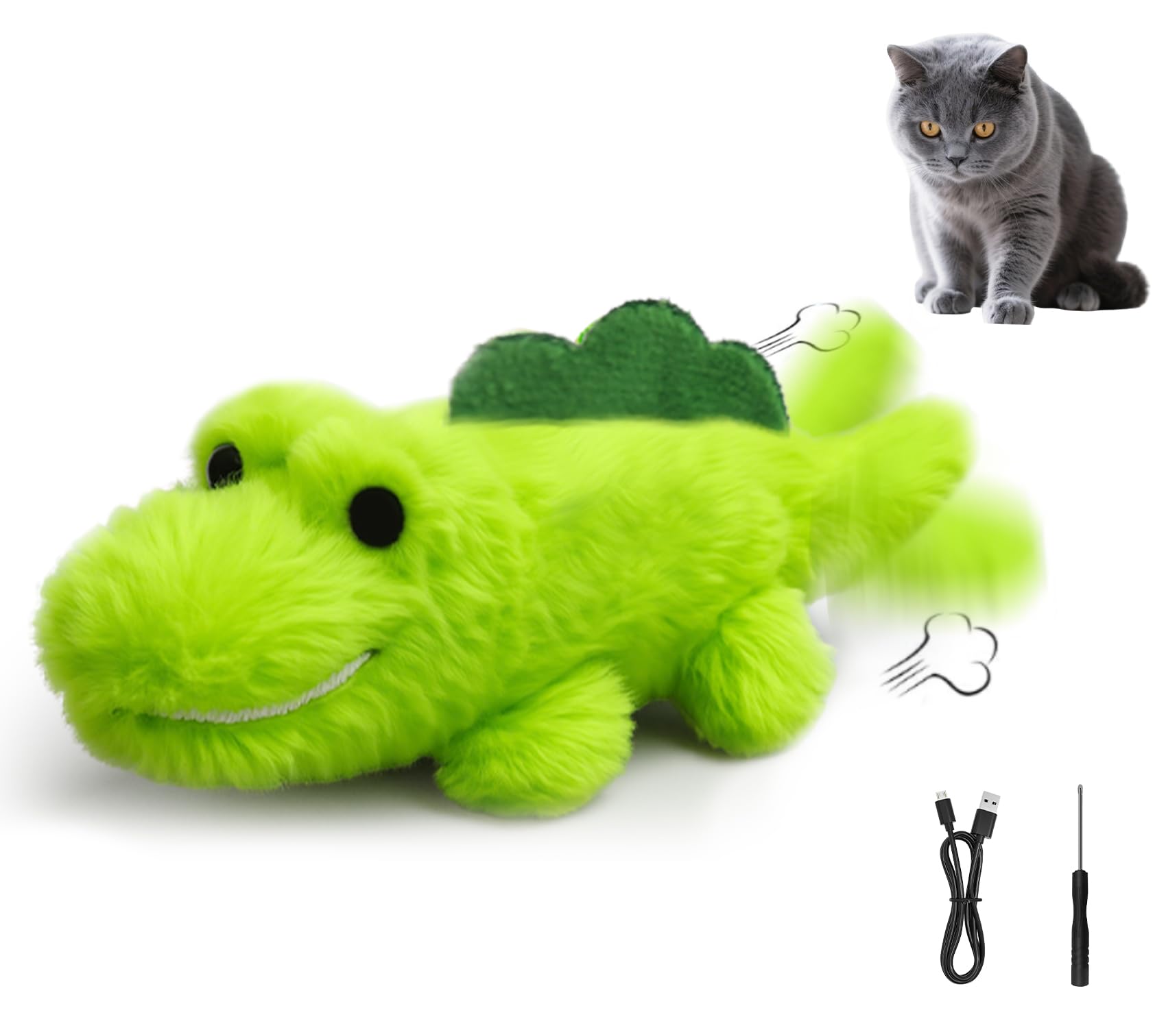 ZeLing HTL caimán móvil 360° en movimiento para gatos interiores