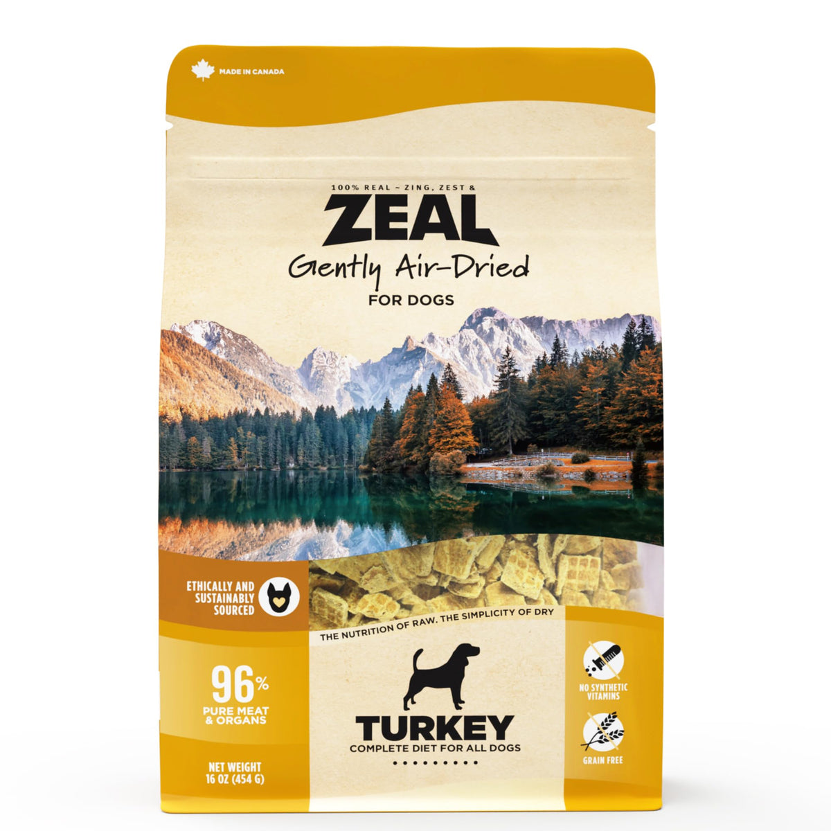 ZEAL Canadá pavo secado para perro en tazón, proteína magra de alta calidad.