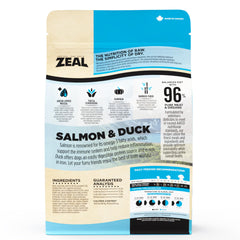 ZEAL doble-proteína salmón-pato para perro, nutrición equilibrada.