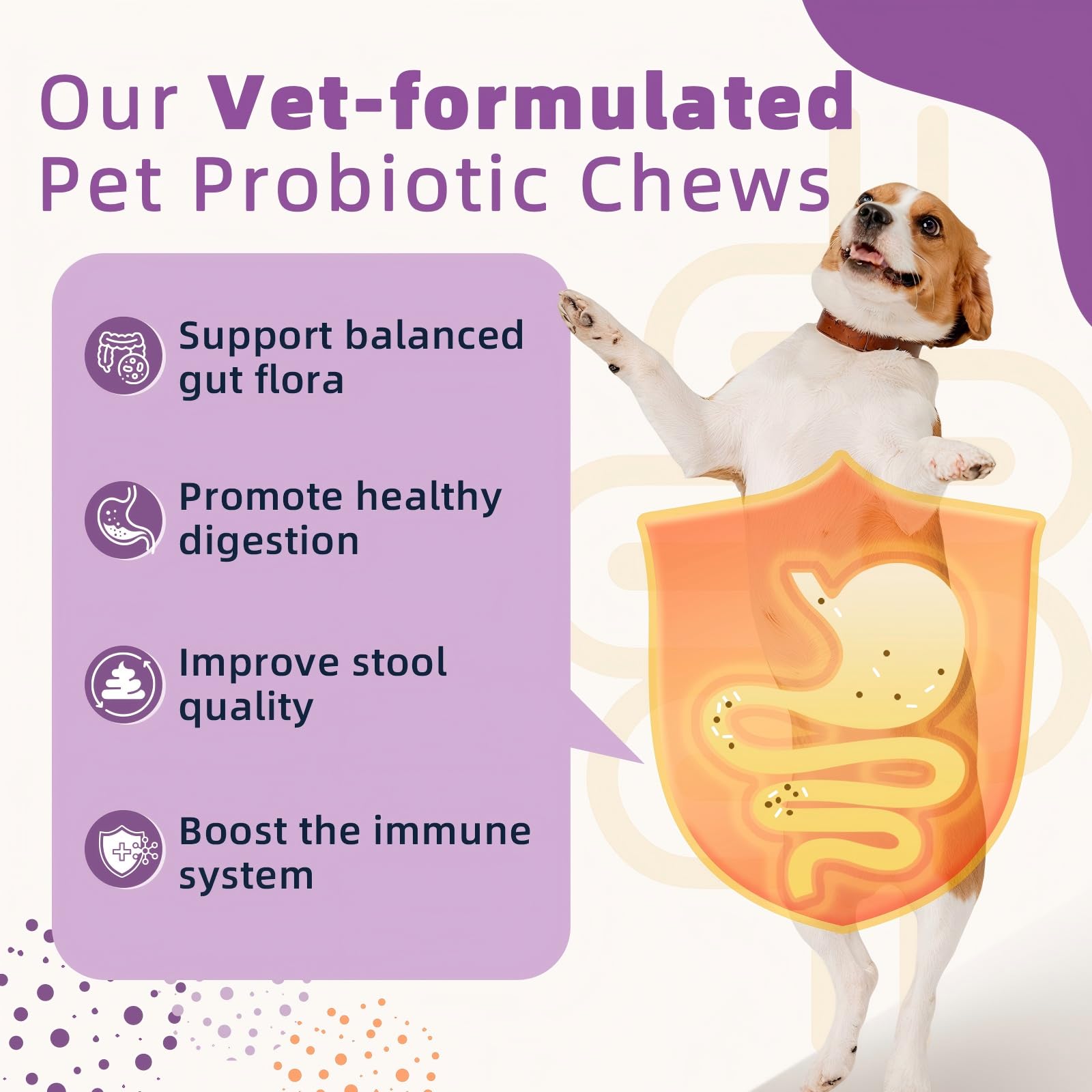 ZEBORA Probiotics para perros: pastillas crujientes con calabaza para digestión.