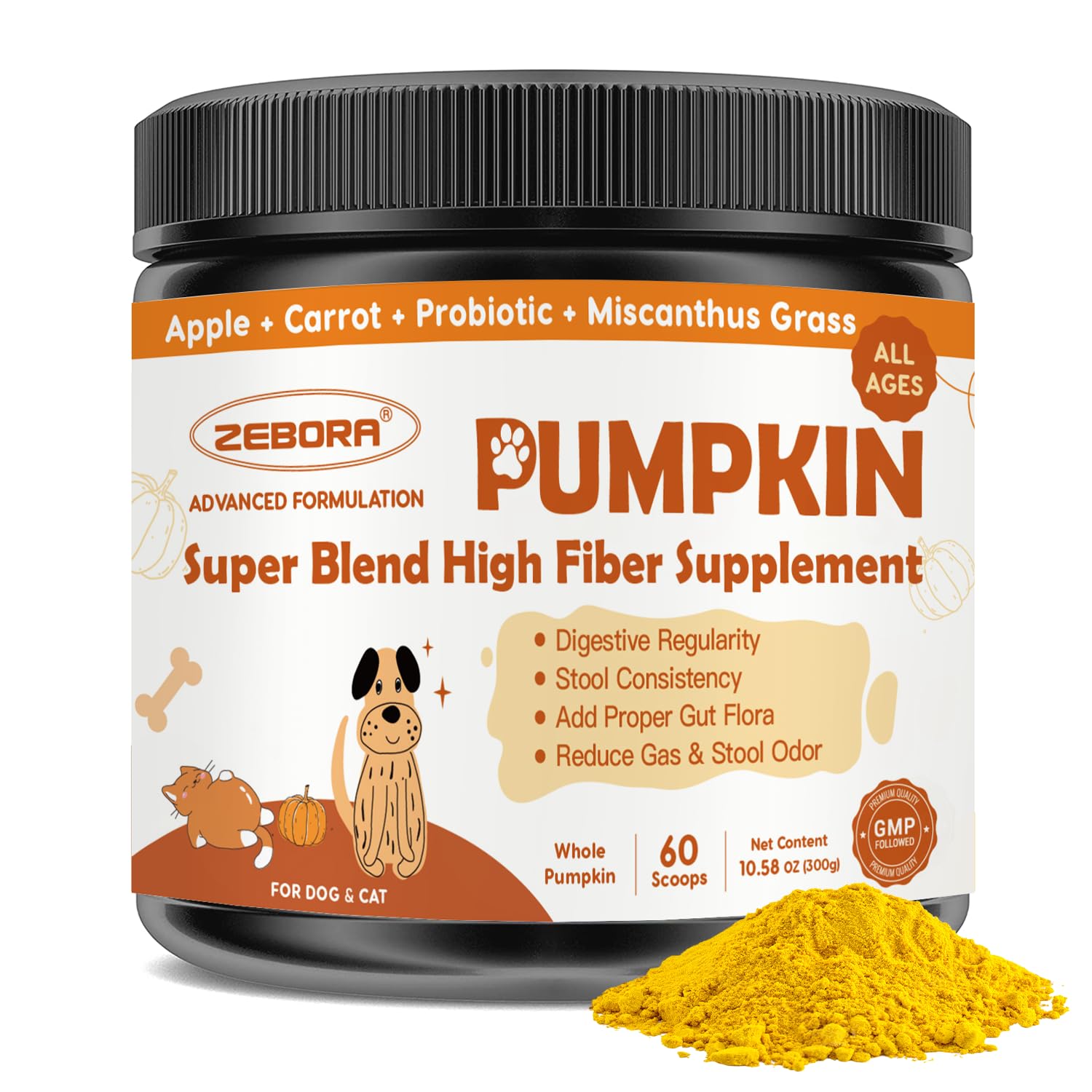 ZEBORA puré de calabaza para perros, botella lista para usar y almacenar