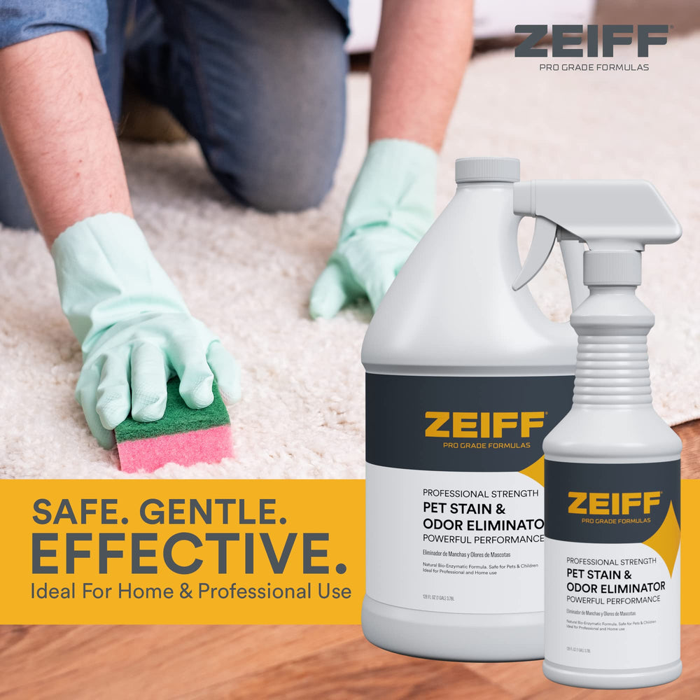 Formulation enzymatique Zeiff agit rapidement contre taches et odeurs.