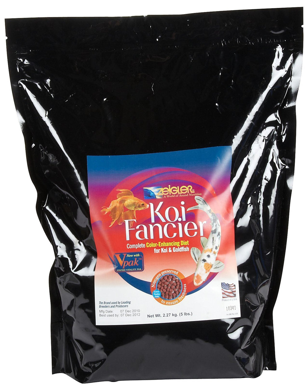 Zeigler al alimento para koi, bolsa de 5 libras, favorece nutrición y coloración.