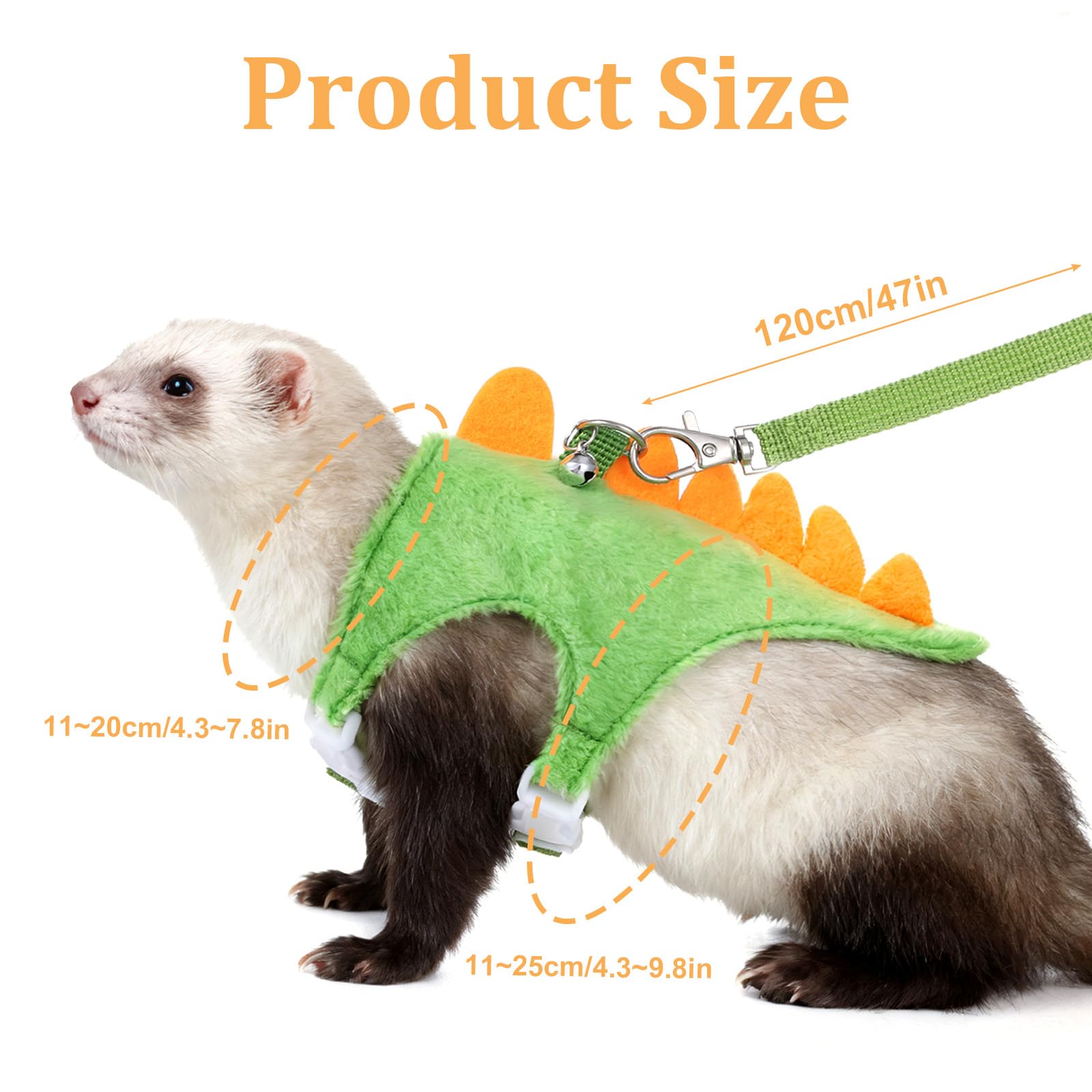 Zelphvt correa para hurón con diseño dinosaurio verde y agarre cómodo.