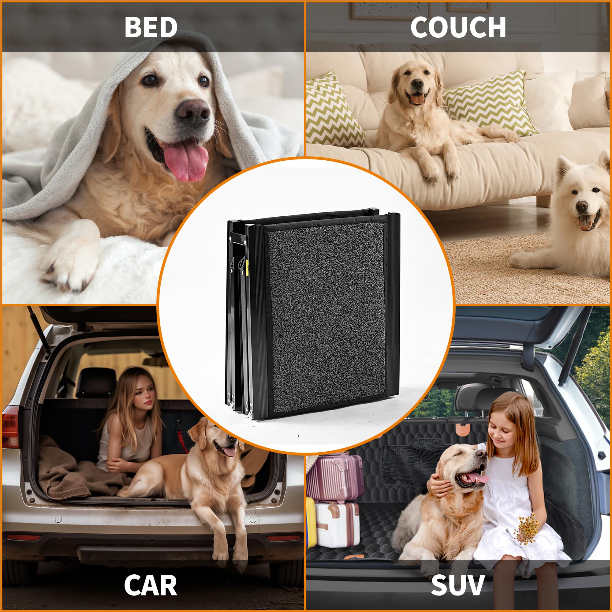 Zendova rampa para perros ideal para SUV y camión, acceso estable.