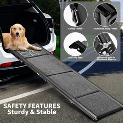 Zendova rampa para perros plegable en cuatro secciones, almacenamiento compacto.