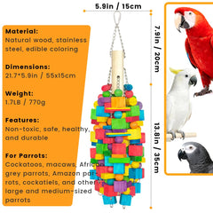Zephyriel Colores Comestibles Juguete Loro Grande: colores brillantes que estimulan la curiosidad.