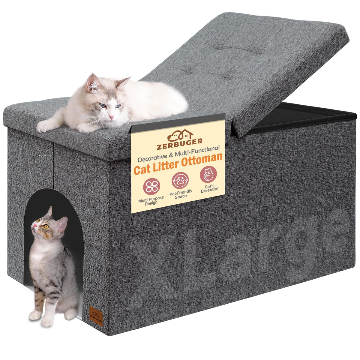 Zerbuger caja arenero oculta en banqueta frente: privacidad para el gato