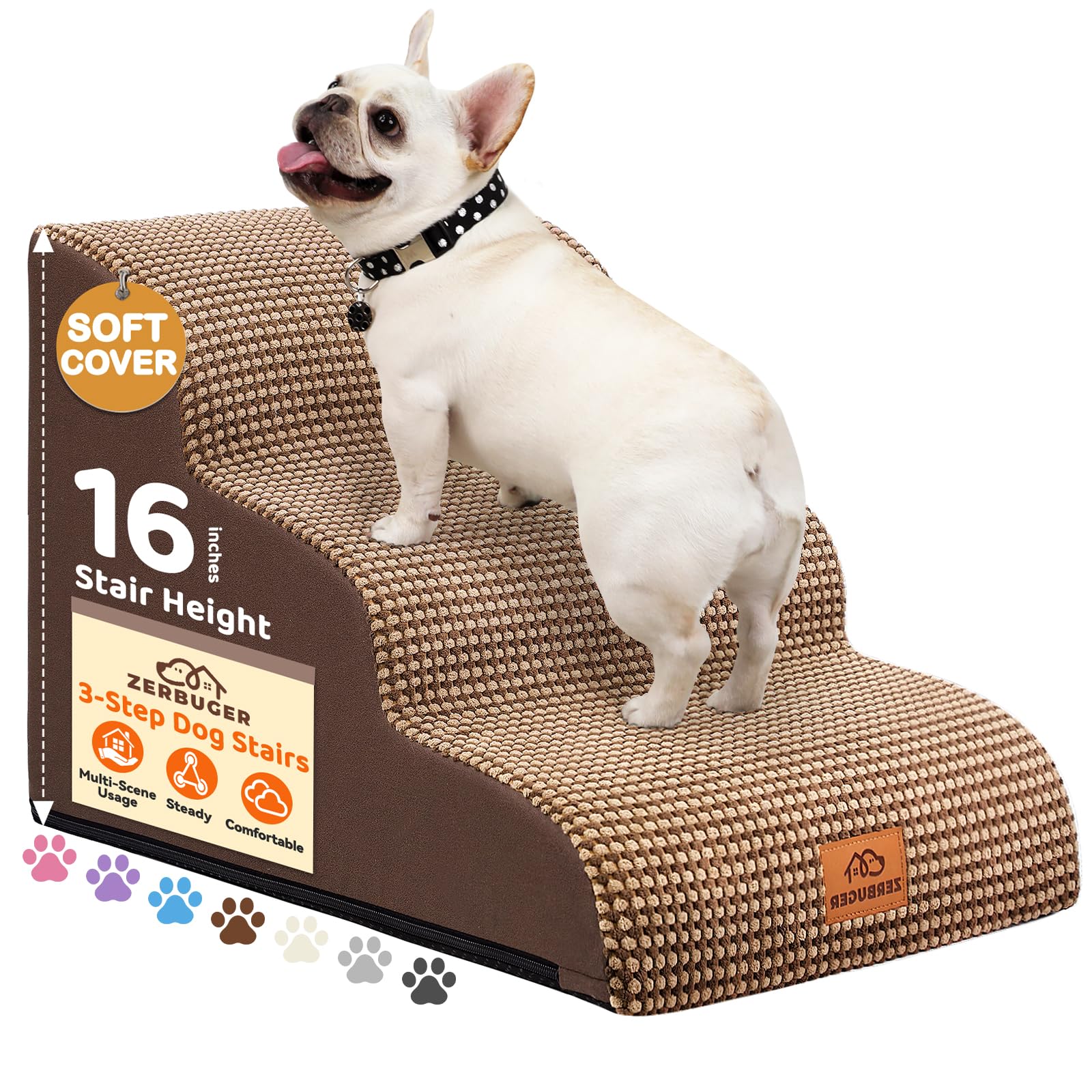 Zerbuger escalera de cama 16h para perros, apoyo cómodo.