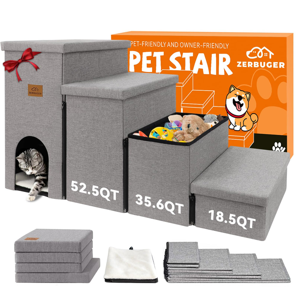 Zerbuger escalera para perros 23 pulgadas con compartimento de almacenamiento para organización.