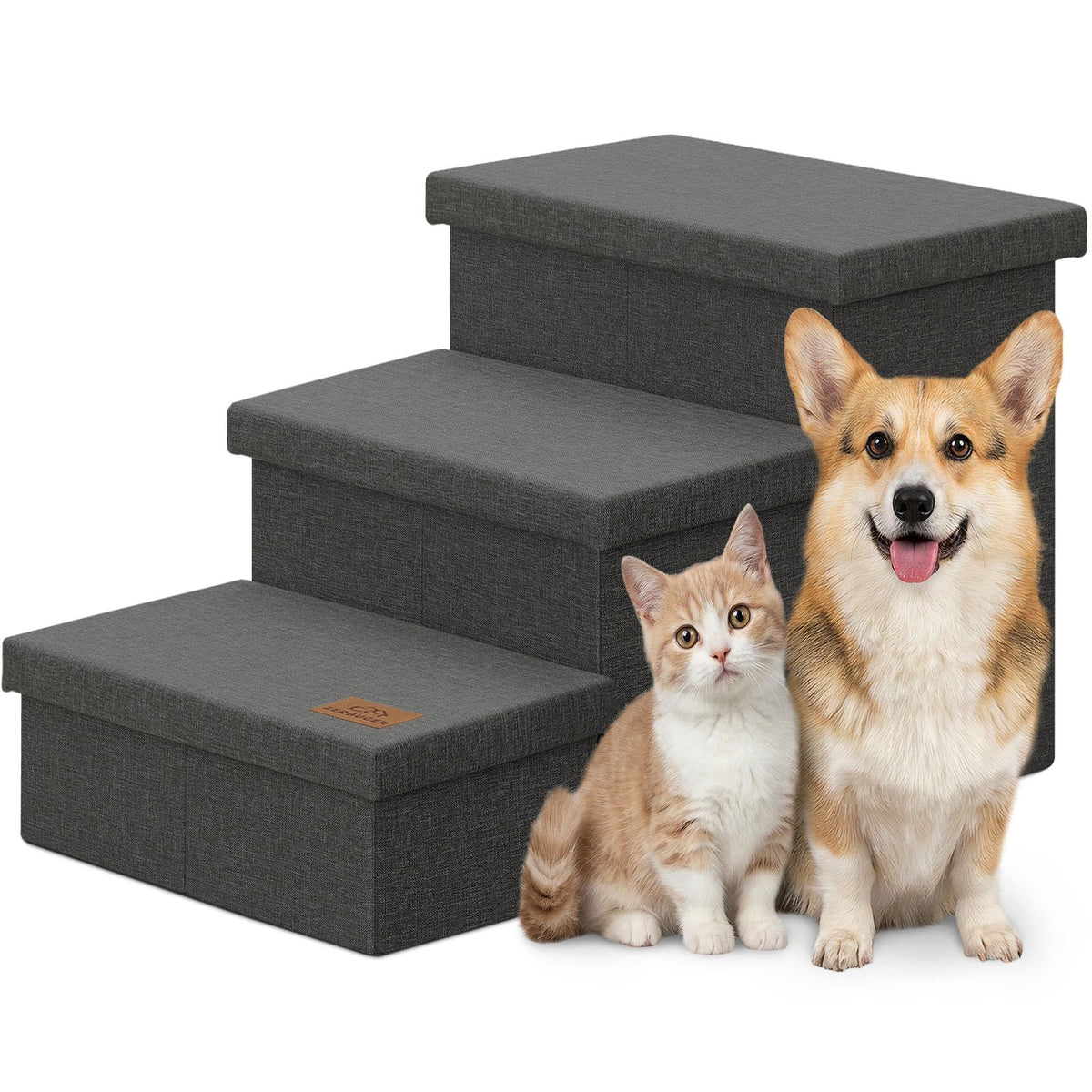 Zerbuger escalera para perros con almacenamiento, escalones estables para subir a cama