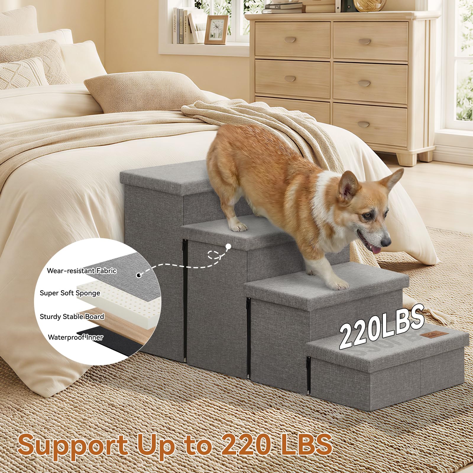 Zerbuger escalera plegable y compacta para guardar cuando no se usa.