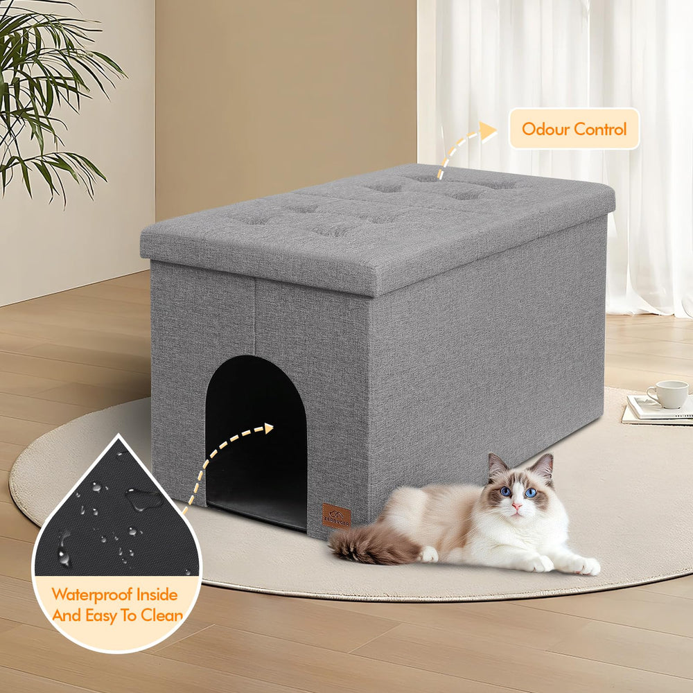 Zerbuger espacio-almacenaje-interior-caja-arena: almacenamiento interno para accesorios del gato.