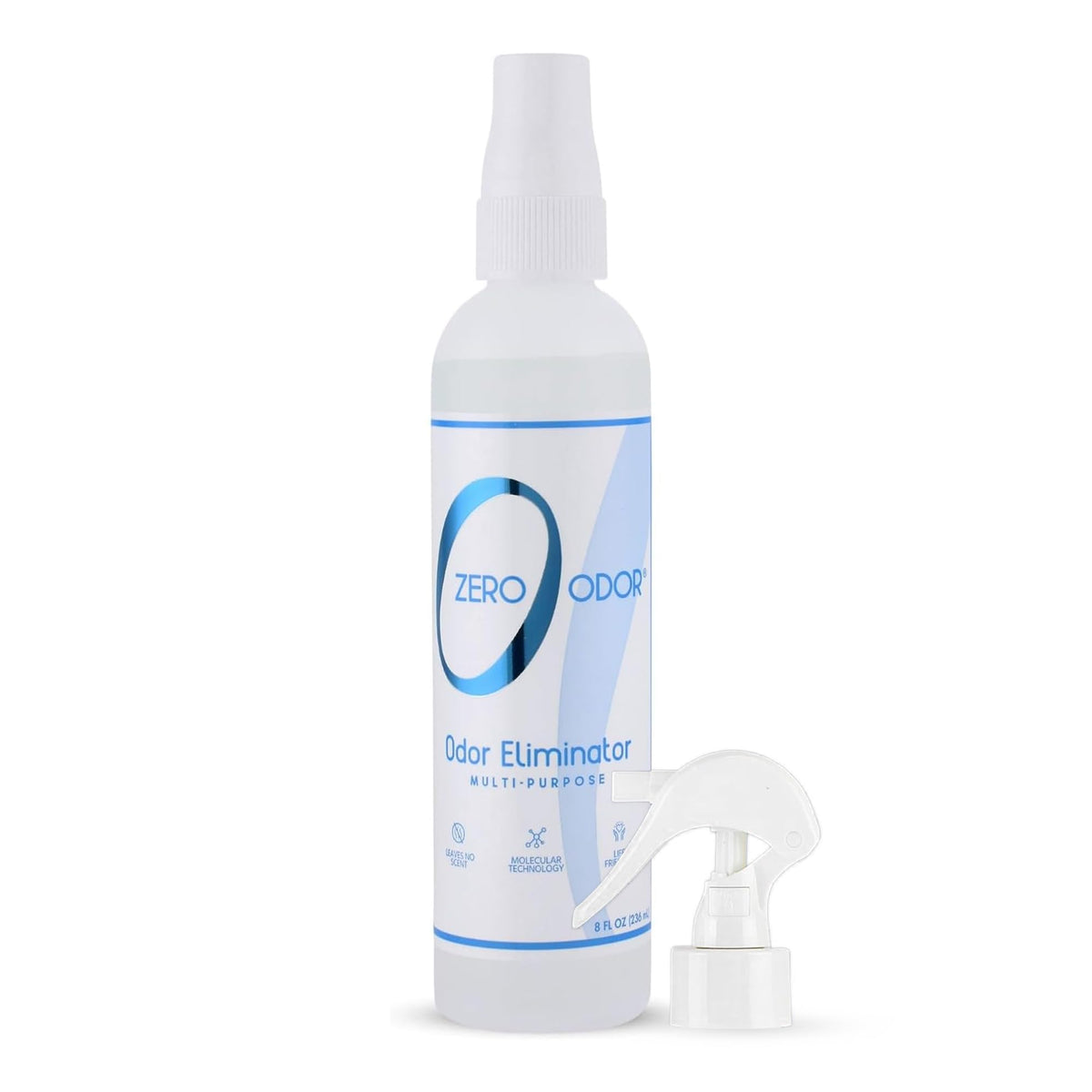 Zero Odor eliminador de olores multiproposito en botella 8 oz para espacios