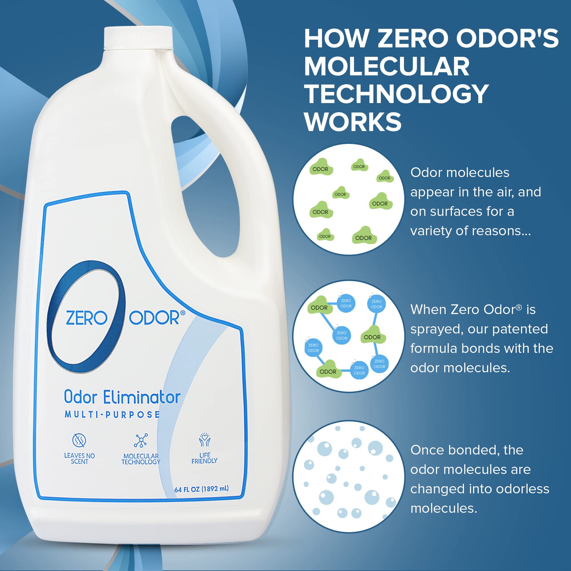 Zero Odor sin lejía ni cloro para uso diario.