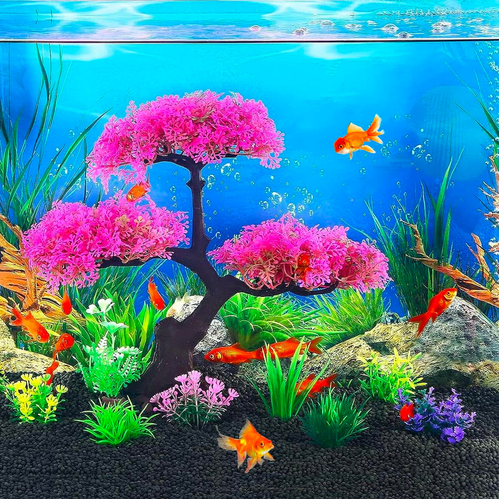 Zeromall planta artificial compacta para acuario, diseño estable y limpio.