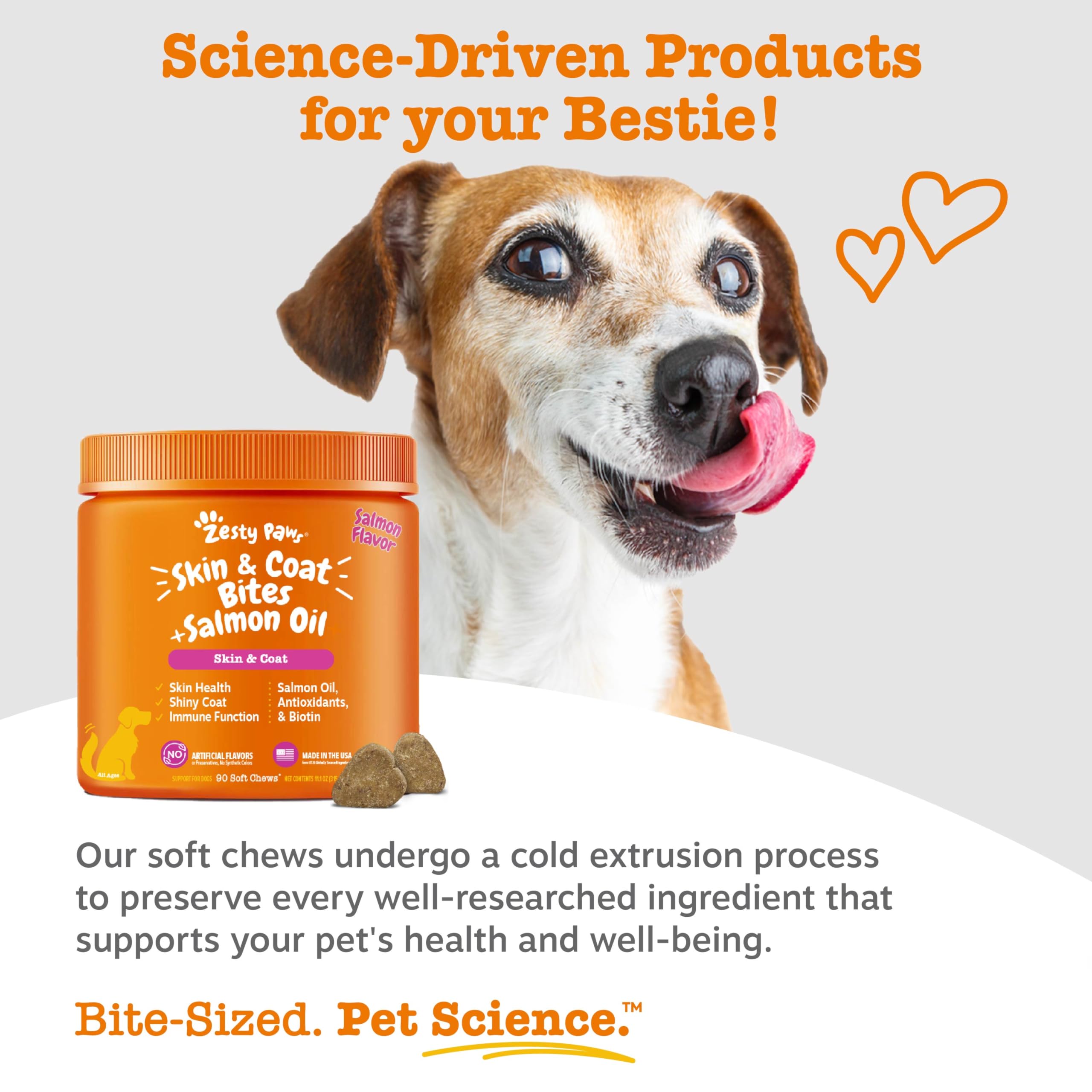 Zesty Paws Aceite de salmón para perros, sabor natural apreciado por mascotas