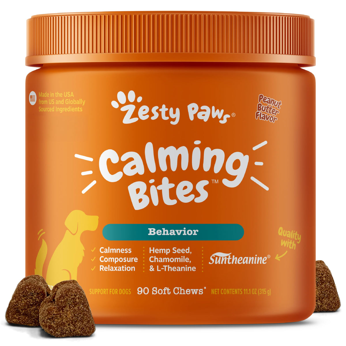 Zesty Paws masticables calmantes: bote cerrado para relajación diaria del perro