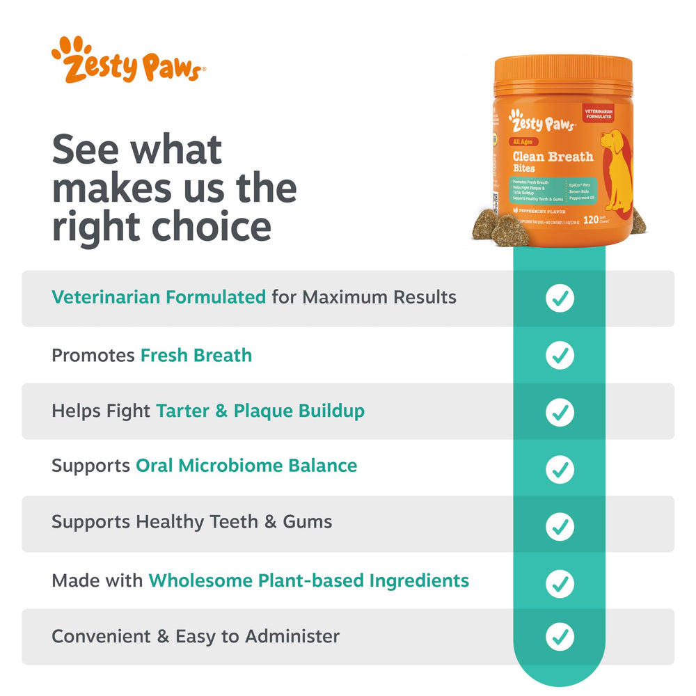 Zesty Paws Clean Breath Epicor Pets para apoyo inmunológico