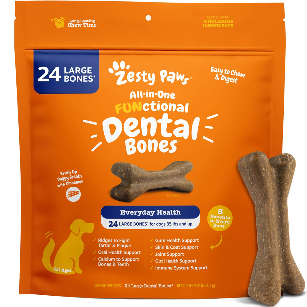 Zesty Paws Dental Bones limpia los dientes y reduce la placa para perros grandes