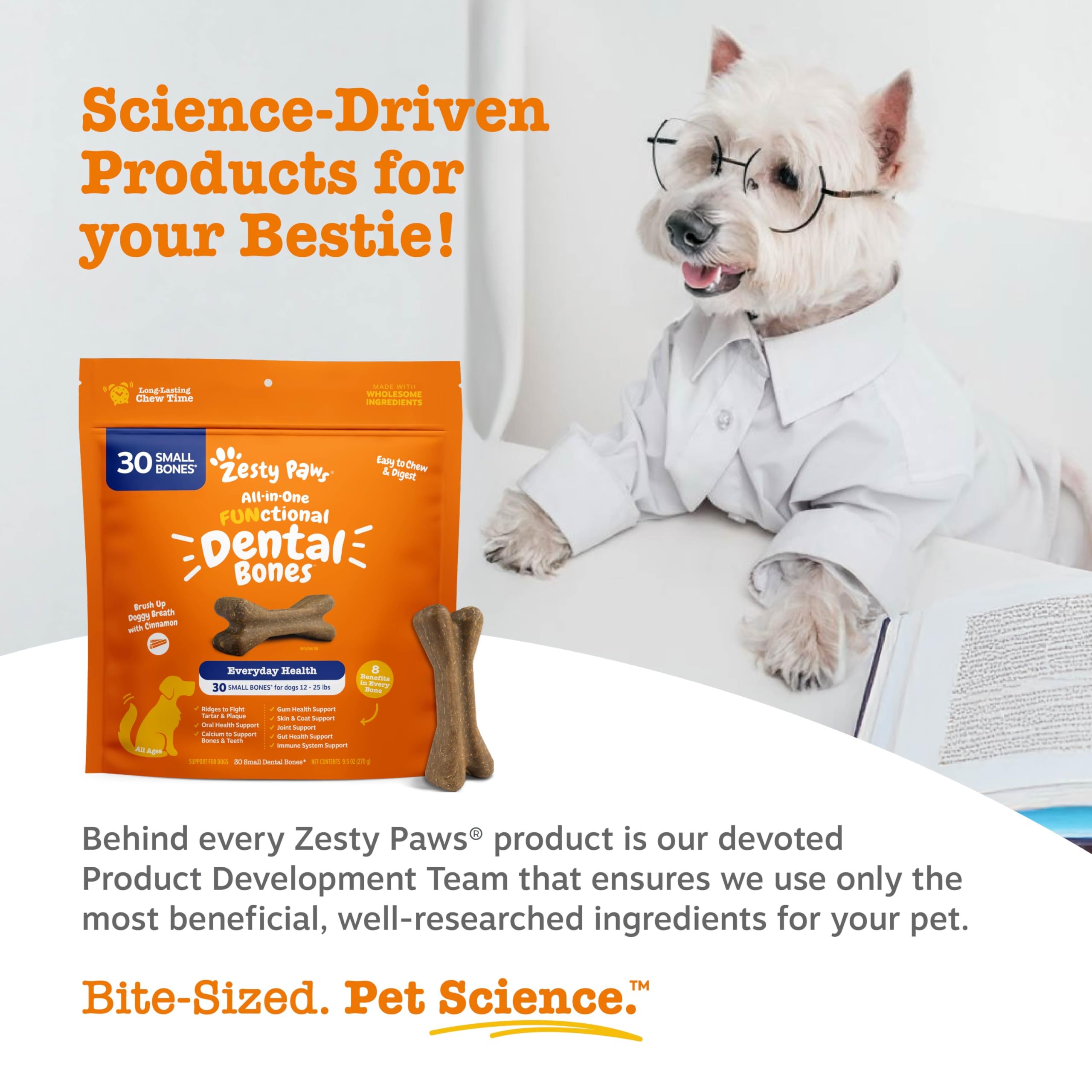 Promueve salud bucal y aliento agradable con Zesty Paws.