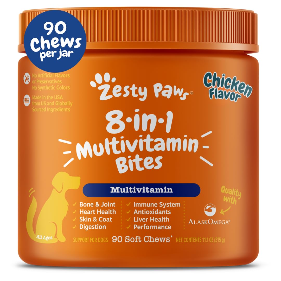 Zesty Paws tabletas masticables multivitamínicas para perros, apoyo general.