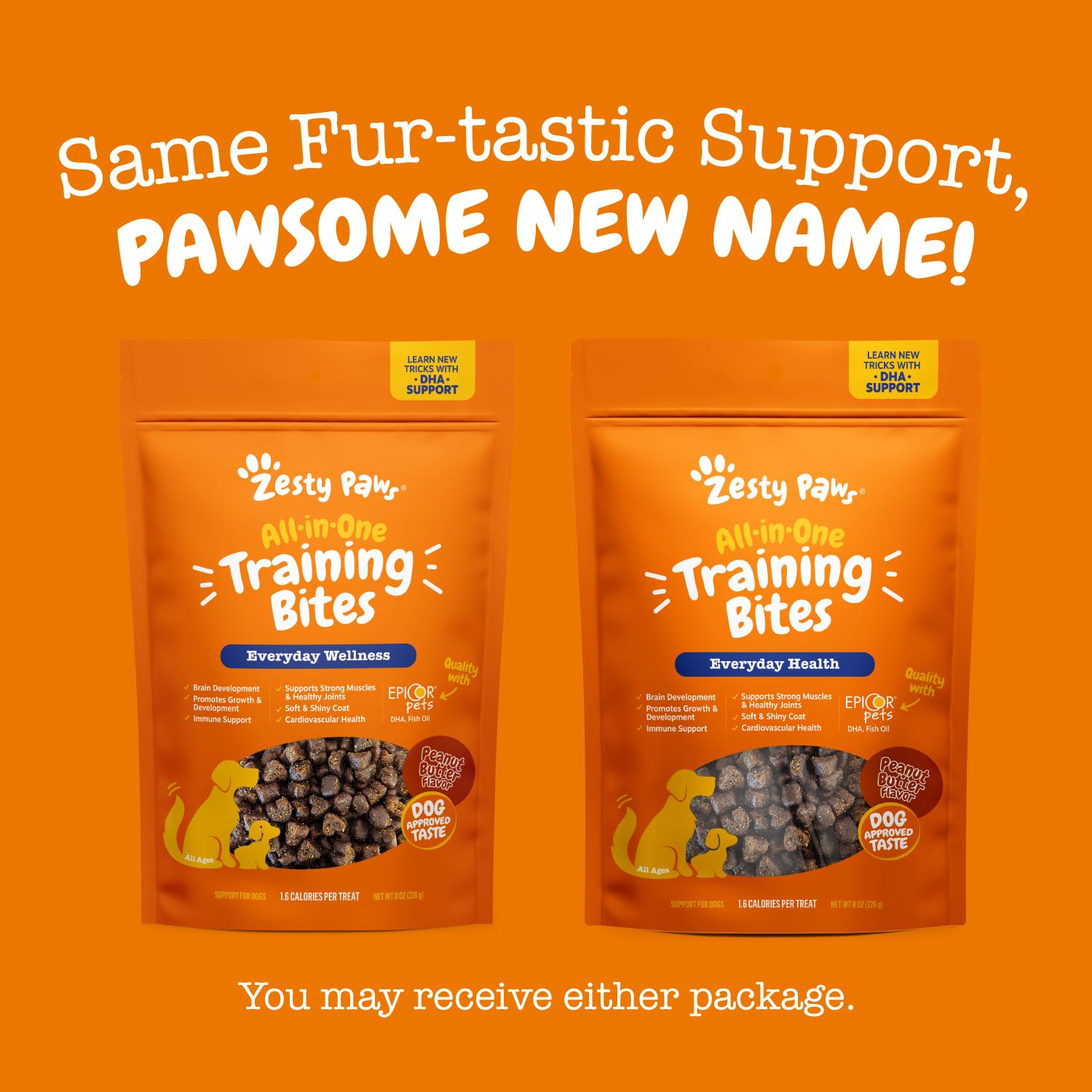Friandises Zesty Paws riches en oméga pour le soutien musculaire et la mobilité.