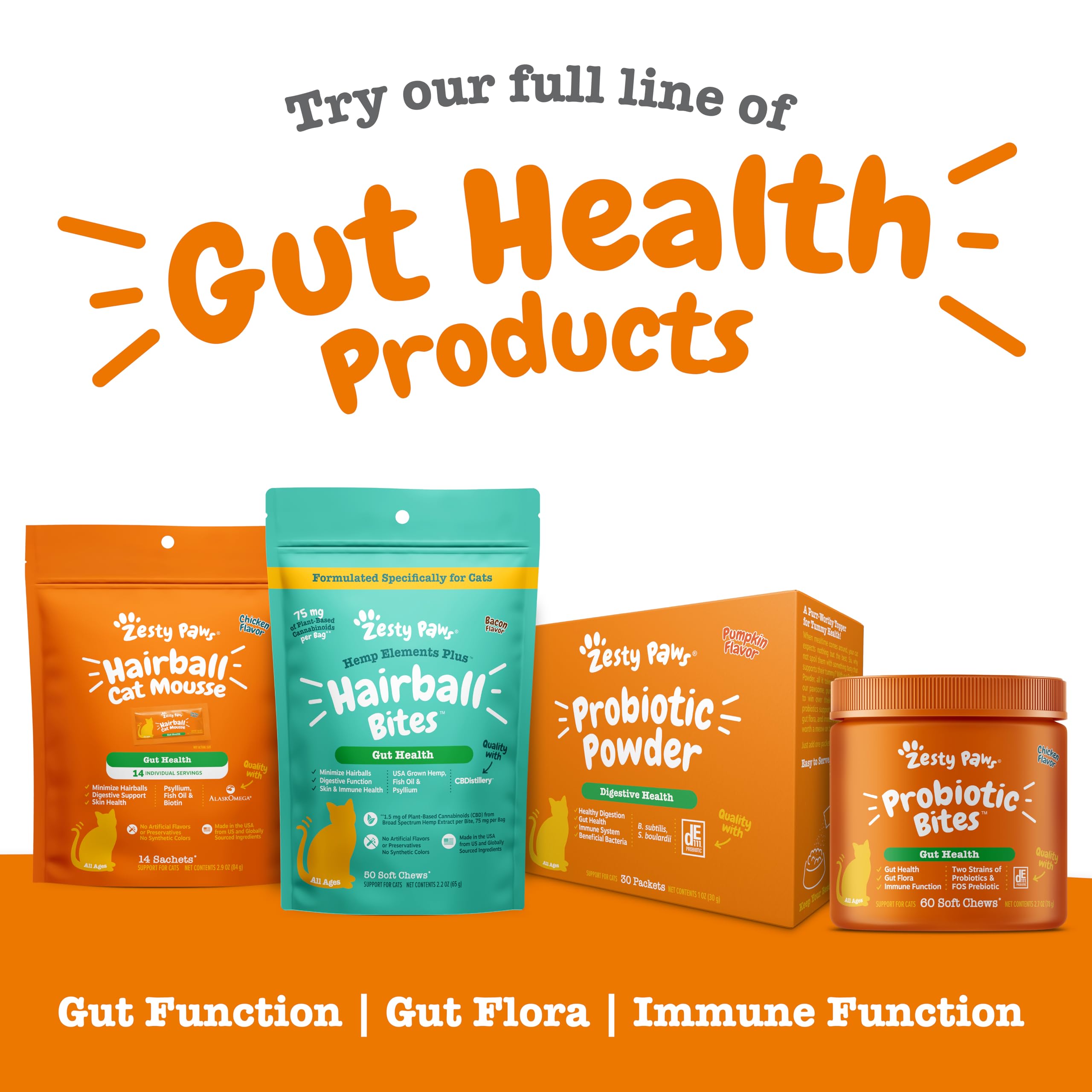 Zesty Paws Hairball Gato: zinc y biotina para piel saludable.