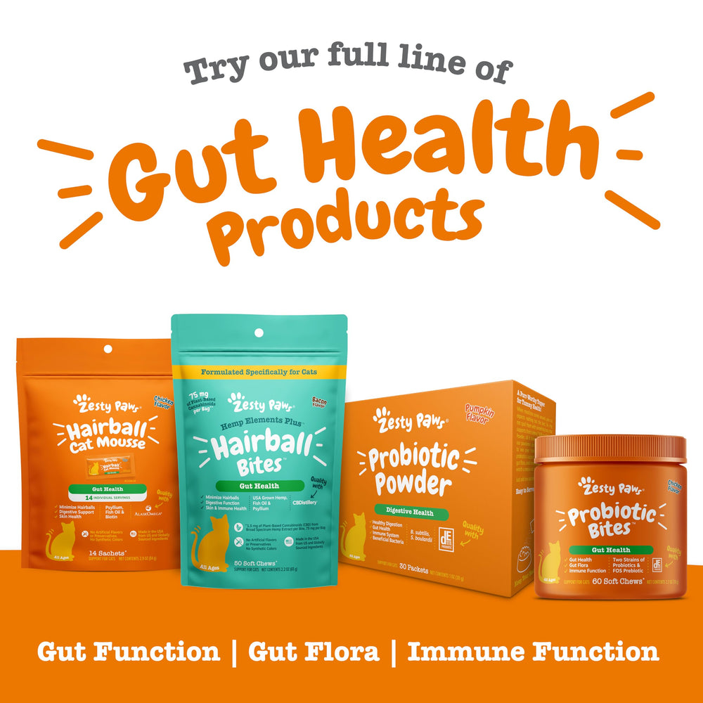 Zesty Paws Hairball Gato: zinc y biotina para piel saludable.