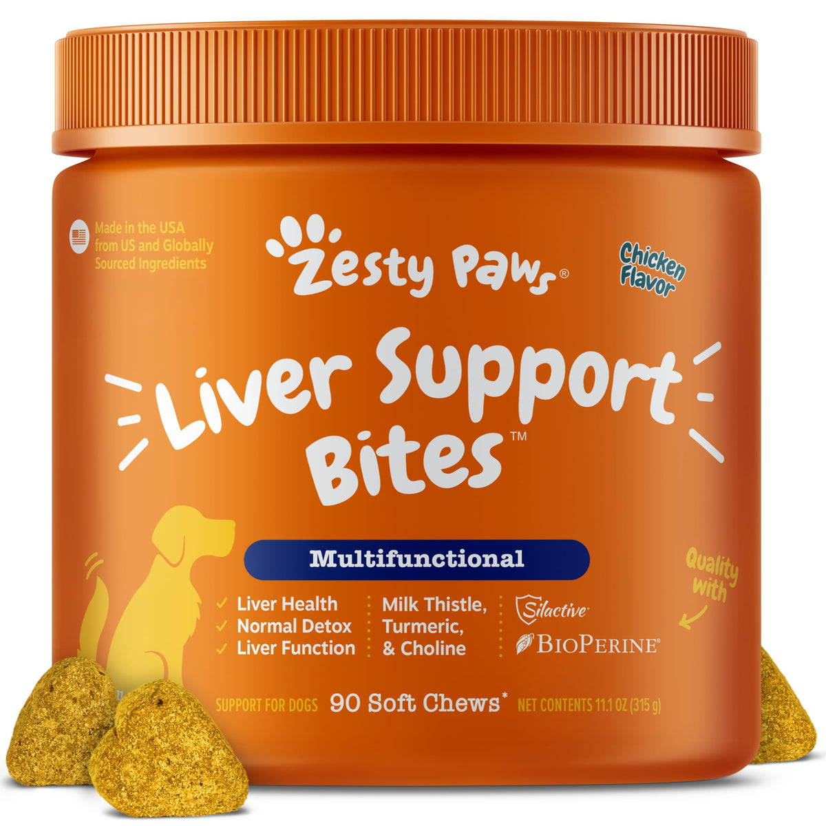 Zesty Paws Higado perro - gominita suave para apoyo diario de hígado
