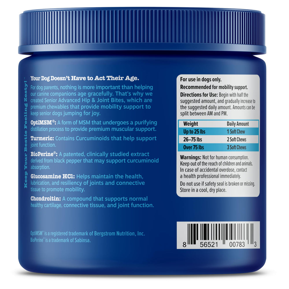 Zesty Paws Mobility Bites textura suave ideal para masticar diariamente