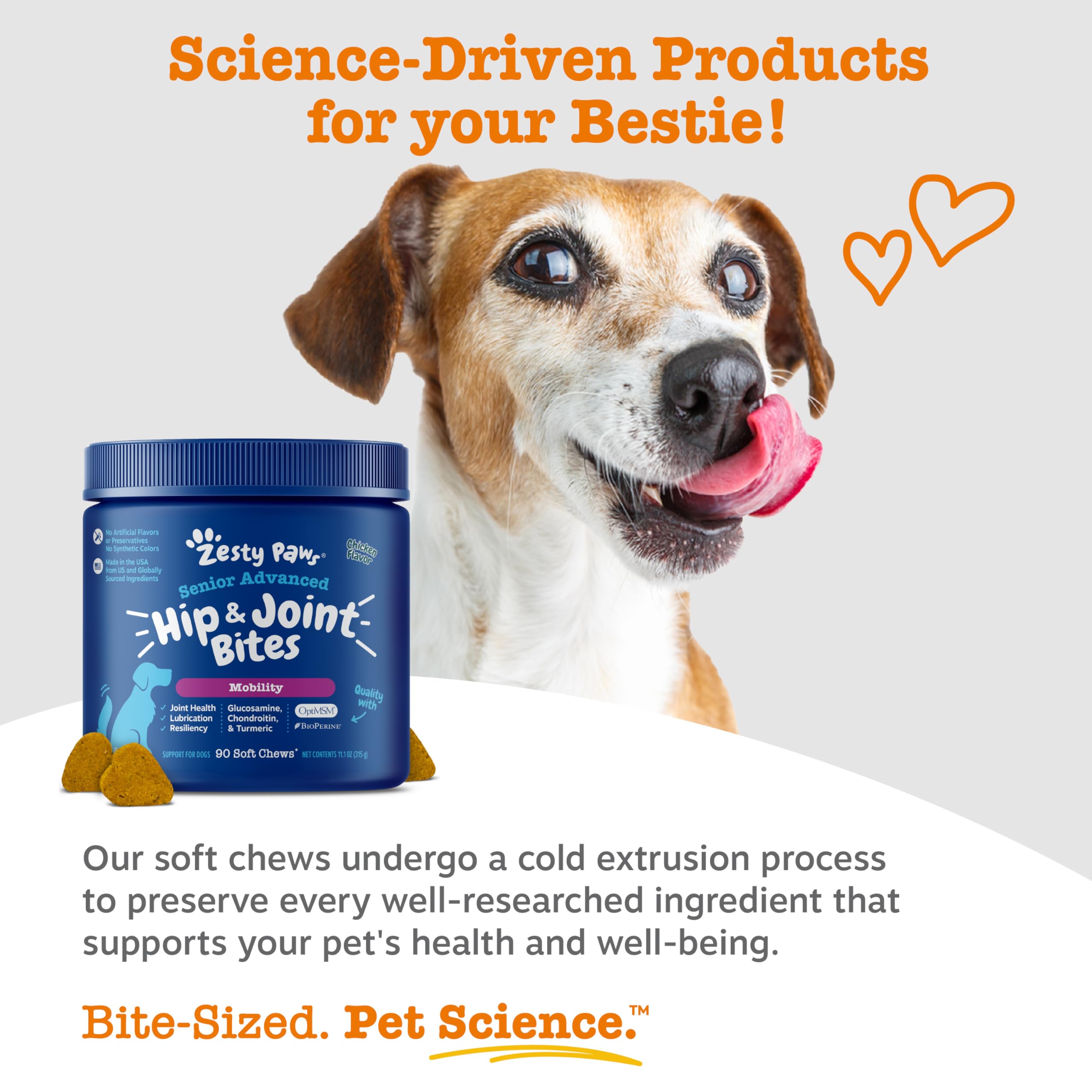 Zesty Paws Mobility Bites fórmula con vitaminas C y E