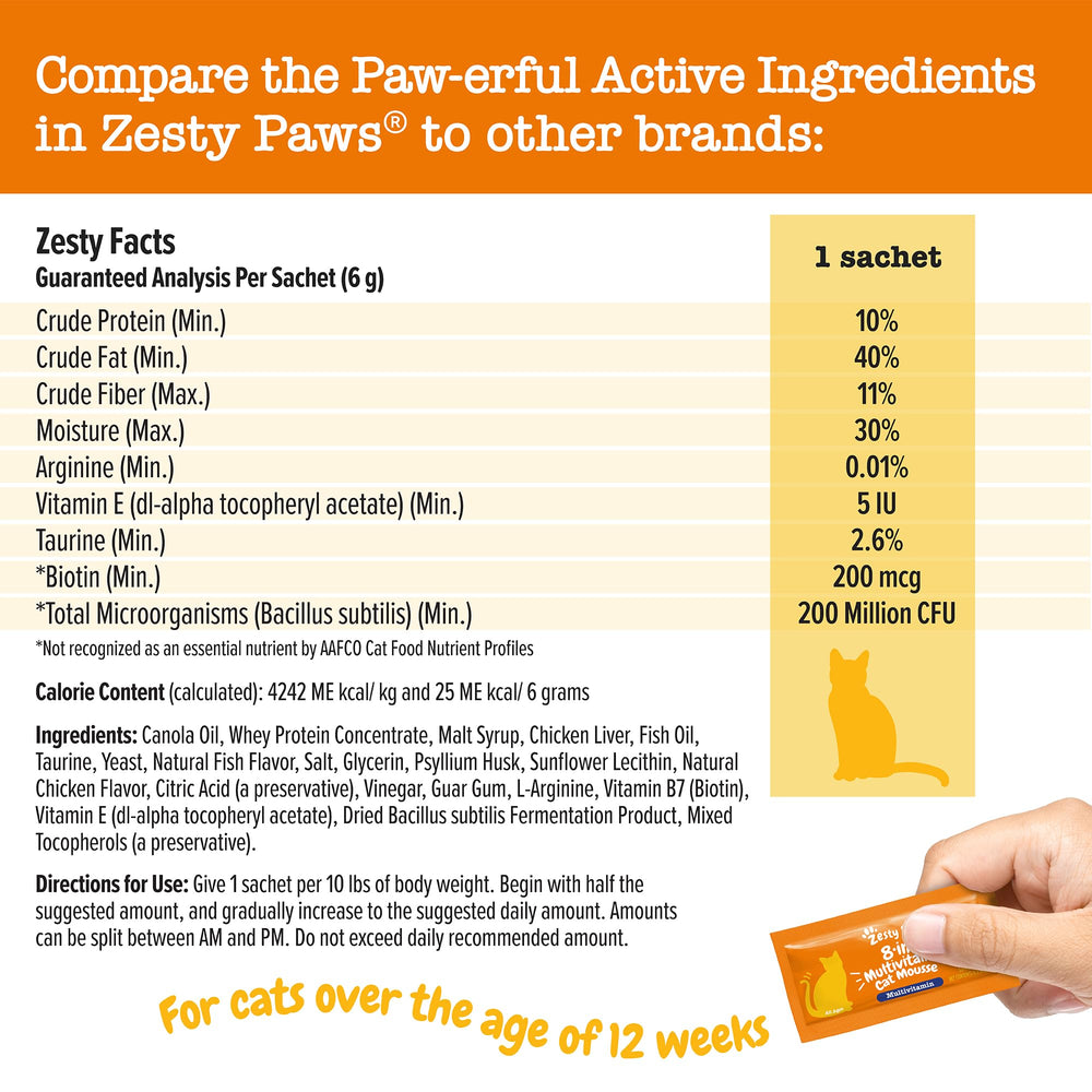 Zesty Paws Mousse para gatos interiores, soporte para corazón y cerebro