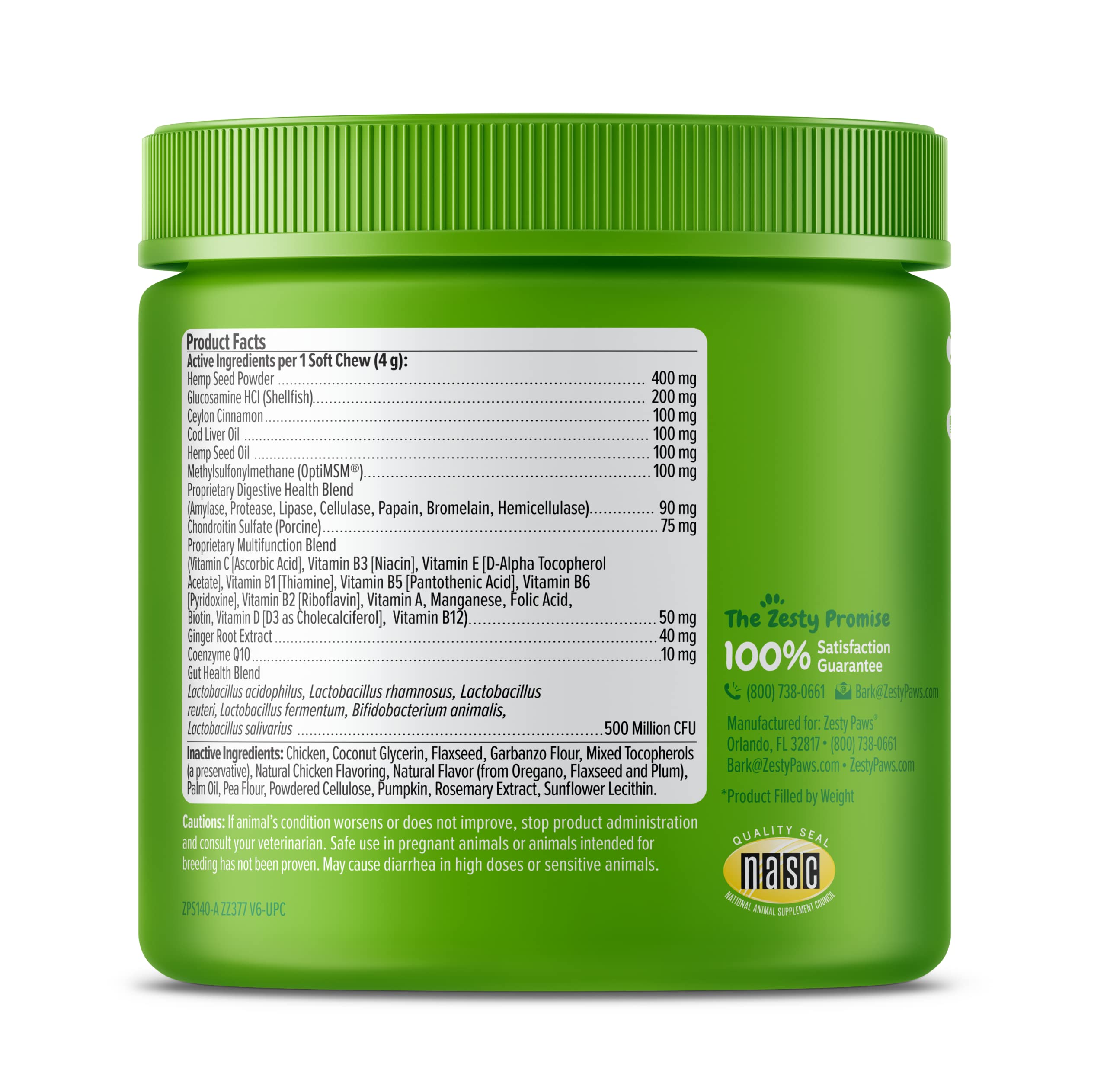 Multivitaminas para perro con seis cepas para salud intestinal potencial.