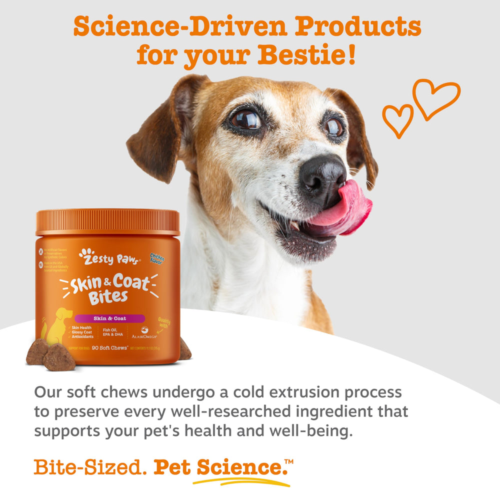 Zesty Paws Omega-3 para perros, vitaminas C y E para inmunidad