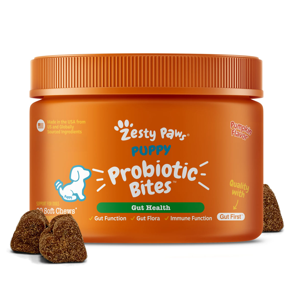 Zesty Paws Probióticos para cachorros: bocaditos sabrosos para apoyar la digestión diaria