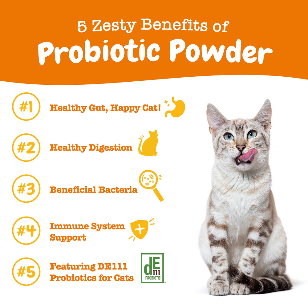 Zesty Paws probióticos para gatos, mezcla fácil en comida húmeda o seca.