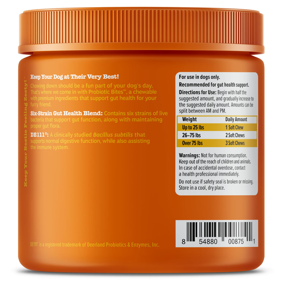 Zesty Paws Probioticos, bacterias lacticas para flora intestinal equilibrada.